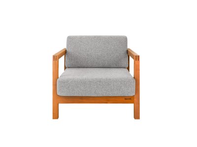 16316-Enkel 現代灰1人座實心柚木沙發