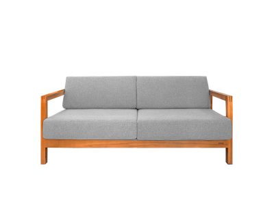 16316-ENKEL 現代灰3人座實心柚木沙發